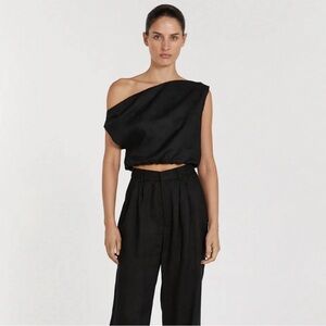 Dissh cass black linen top US 8 AU 12